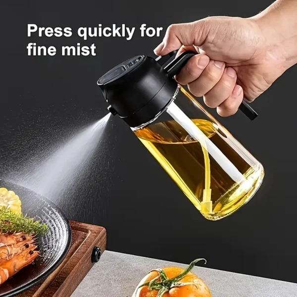 2-in-1 Olive Oil Mister & Dispenser - 15.89oz Kitchen Spray Bottle for Cooking & BBQ