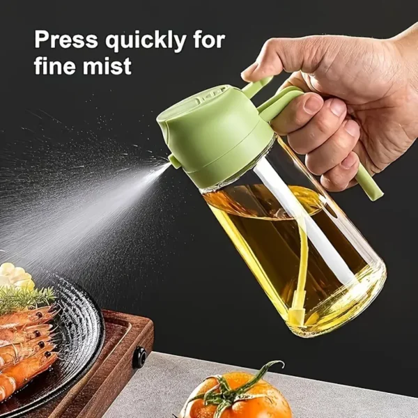 2-in-1 Olive Oil Mister & Dispenser - 15.89oz Kitchen Spray Bottle for Cooking & BBQ