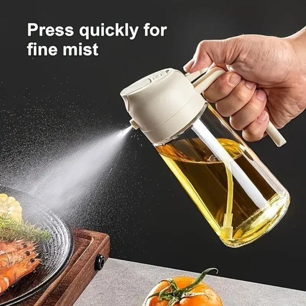 2-in-1 Olive Oil Mister & Dispenser - 15.89oz Kitchen Spray Bottle for Cooking & BBQ